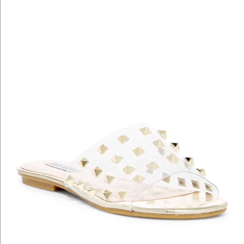 Clear Metallic Stud Slip On Sandals - Picture 2 of 4